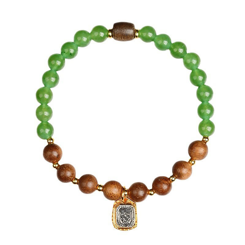 Kalimantan Agarwood Green Chalcedony Zakiram Goddess of Wealth Strength Bracelet