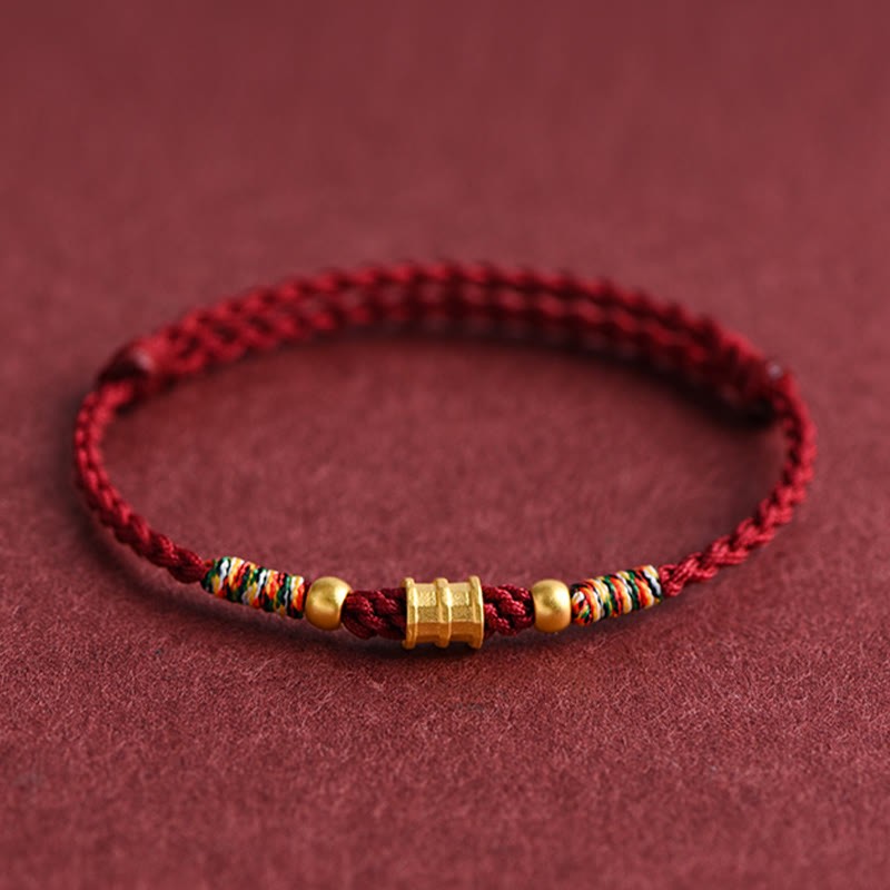 999 Gold Small Bucket Shape Design Handmade Luck?Braided Rope Bracelet Anklet