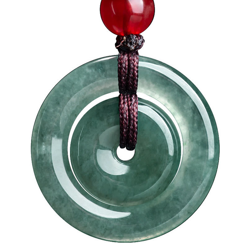 Green Jade Double Peace Buckle Abundance Necklace Pendant