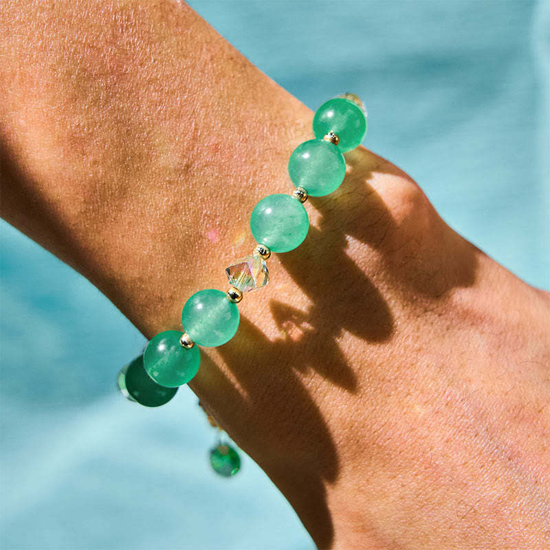 Blue Crystal Amethyst Sun Stone Green Aventurine Healing Bracelet