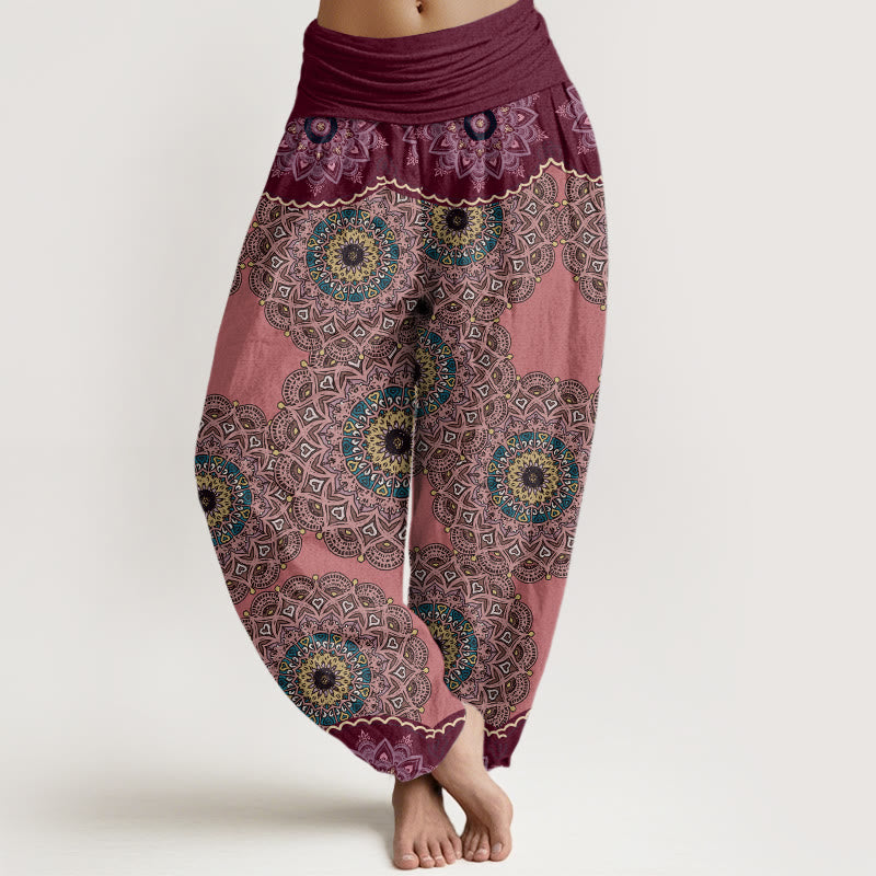 Casual Mandala Pattern Women's Elastic Waist Harem Pants