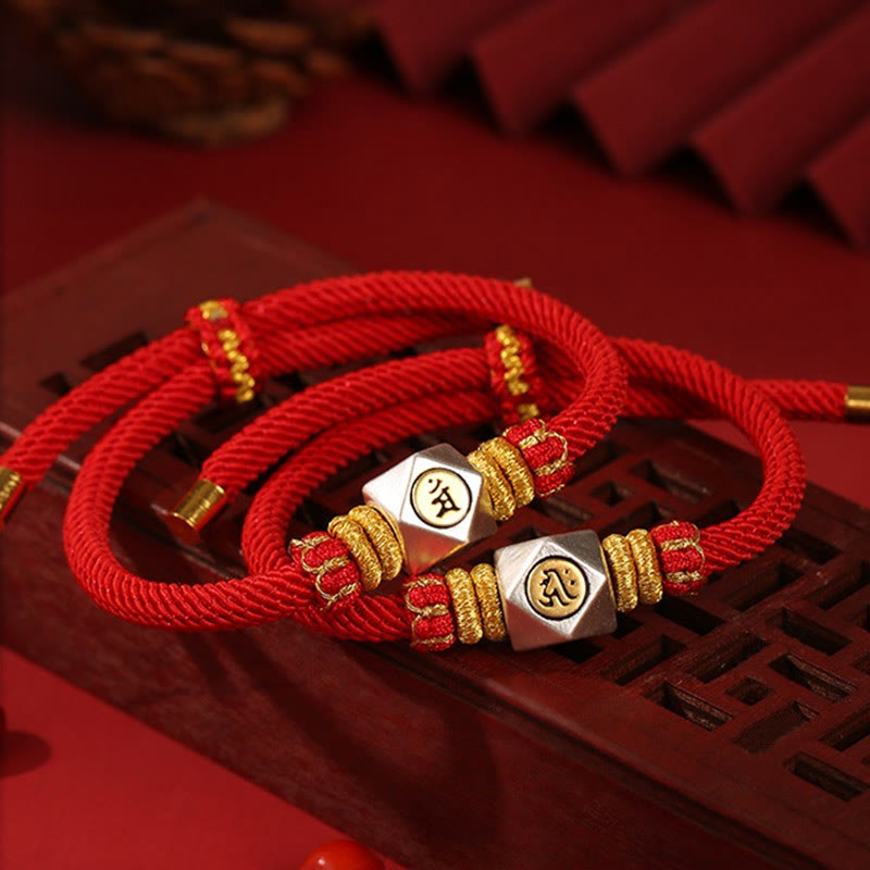 999 Sterling Silver Chinese Zodiac Natal mystic zen Red Rope Luck Strength Handcrafted Kids Bracelet