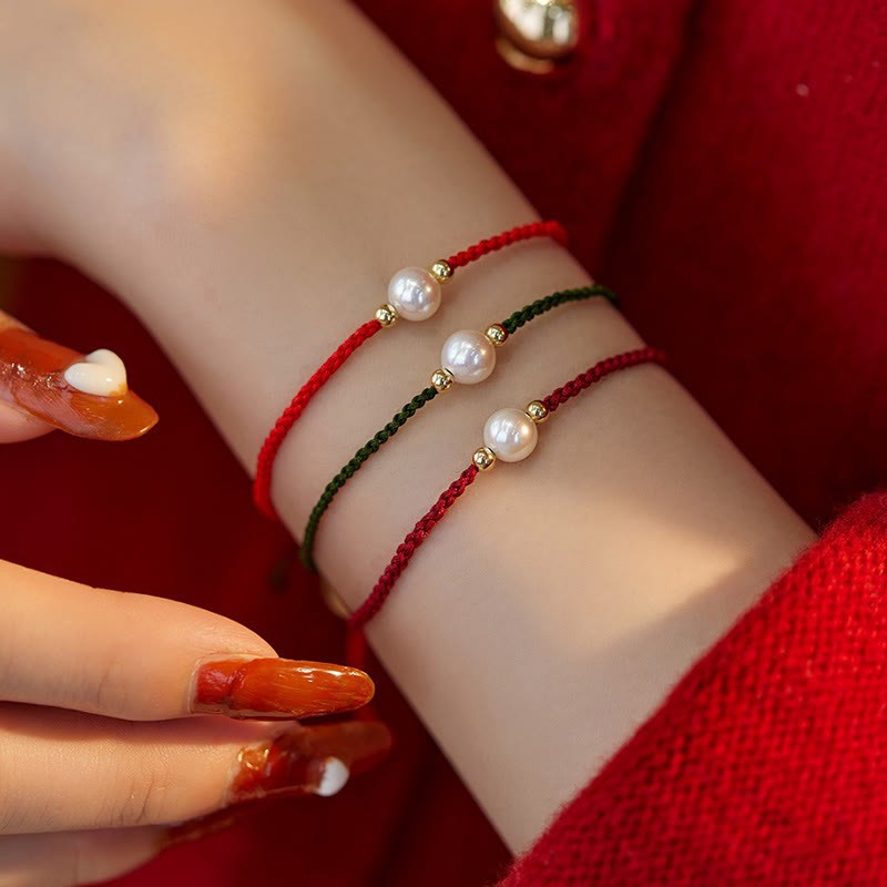 Natural Pearl Bead Luck Braid String Bracelet