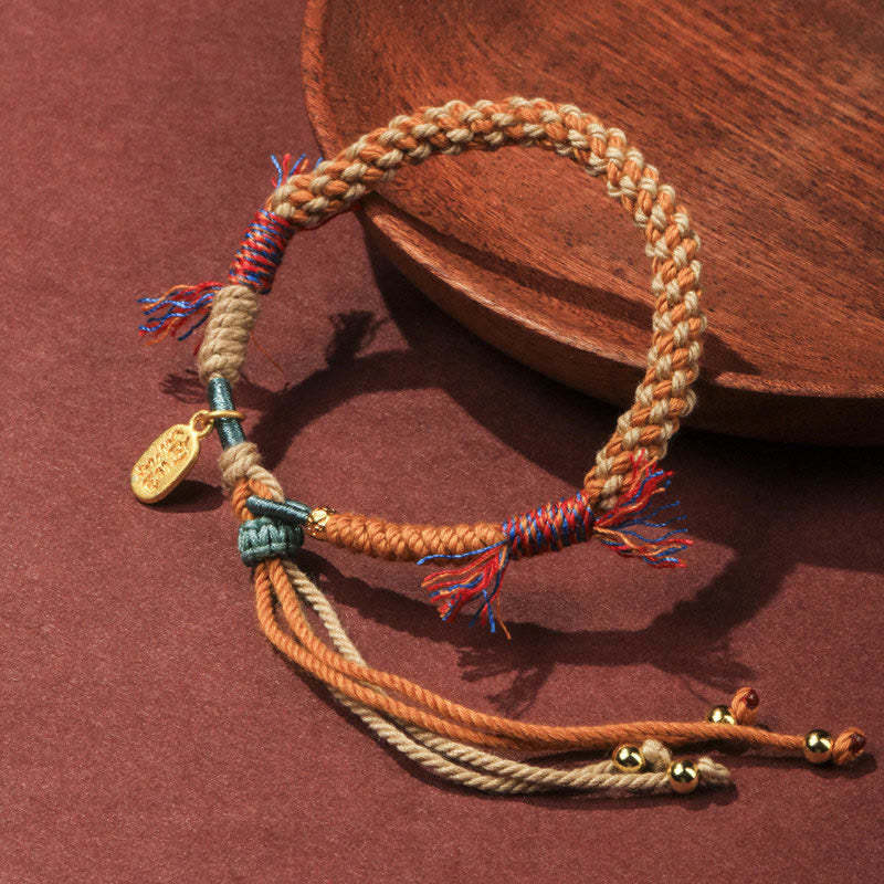 Tibetan Hand-woven Colored Rope Adjustable Tassels Nafu Luck Bracelet