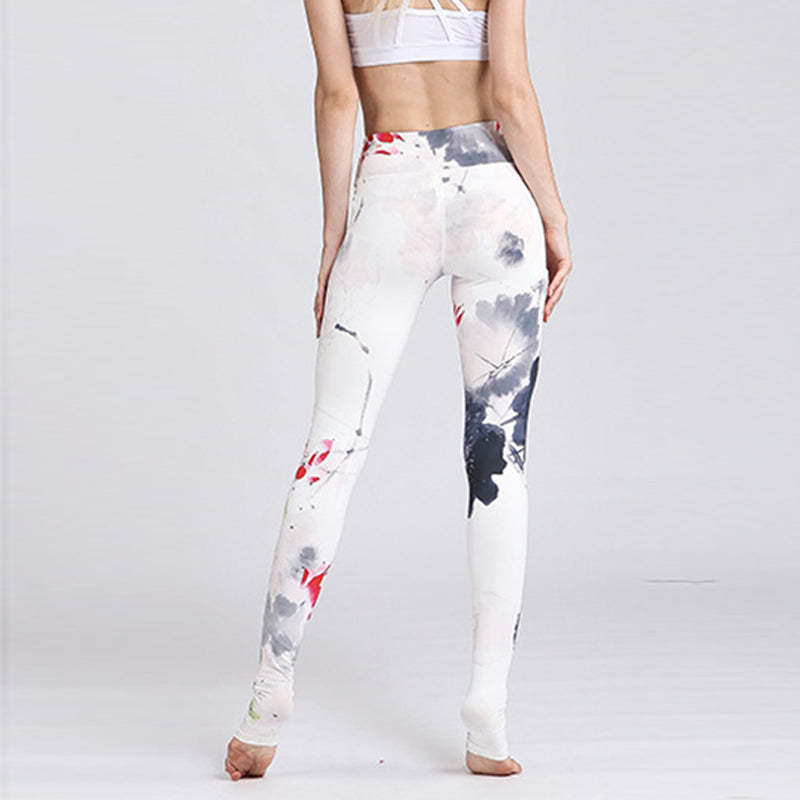 Lotus Flower Print Design Pants Sports Fitness Yoga Leggings Women's Yoga Pants