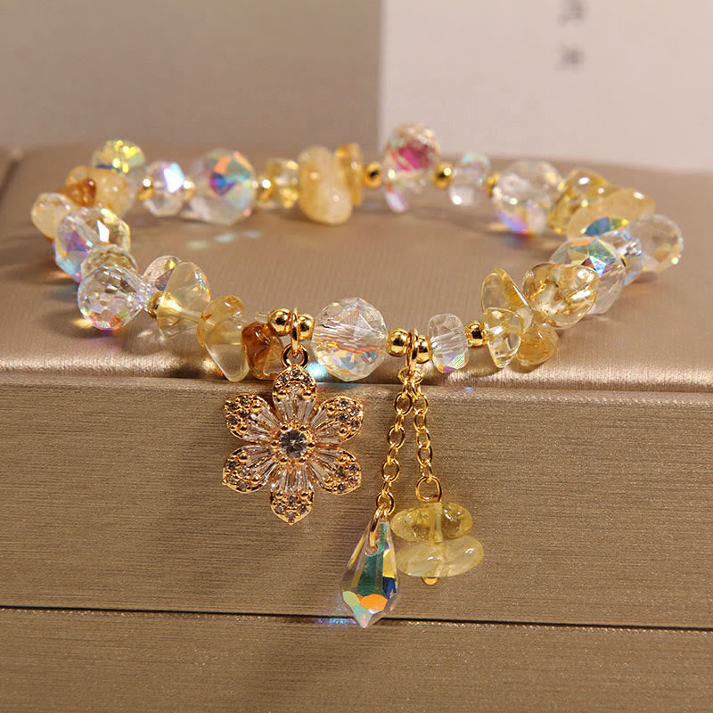 Amethyst Citrine White Crystal Zircon Flower Spiritual Healing Bracelet
