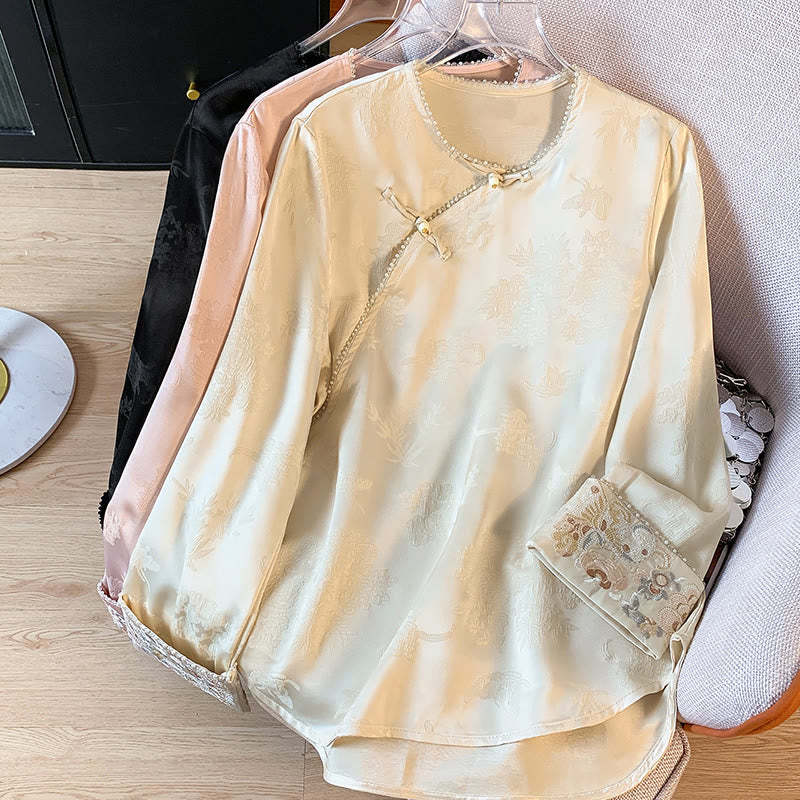 Retro Embroidery Design Long Sleeve Women's Shirt