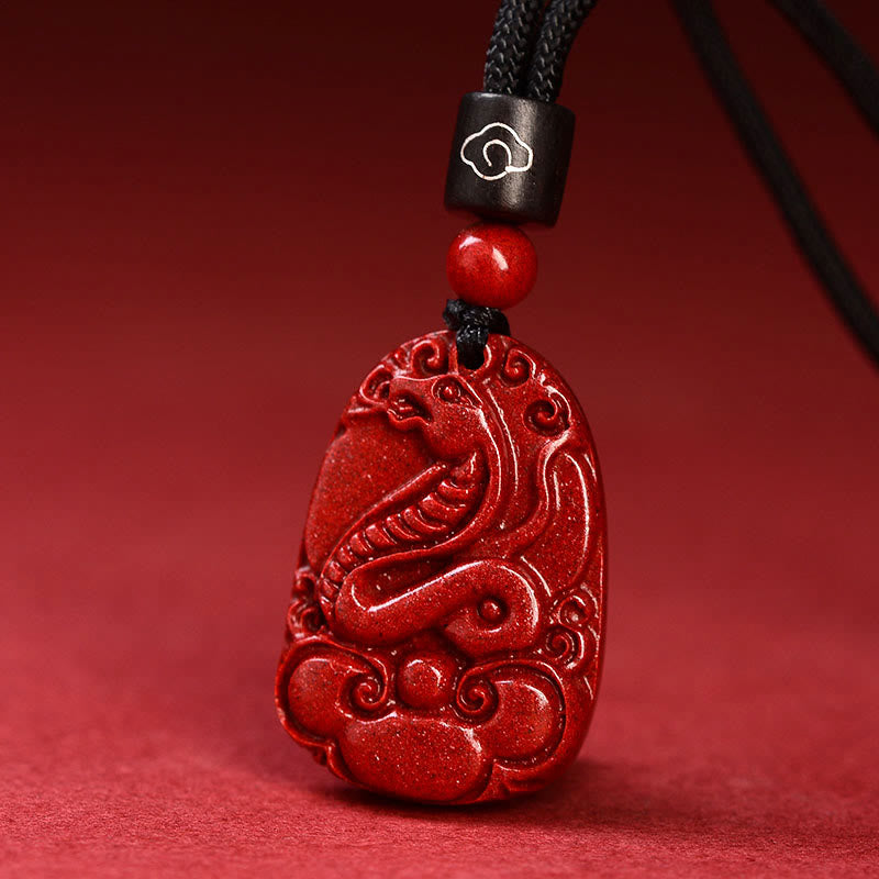 Chinese Zodiac Black Rope Cinnabar Calm Necklace Pendant