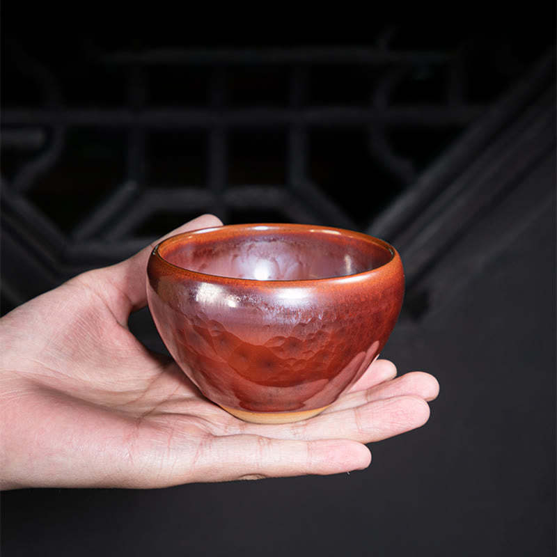 Handmade Chinese Jianzhan Lotus Design Ceramic Teacup Kung Fu Tea Cup