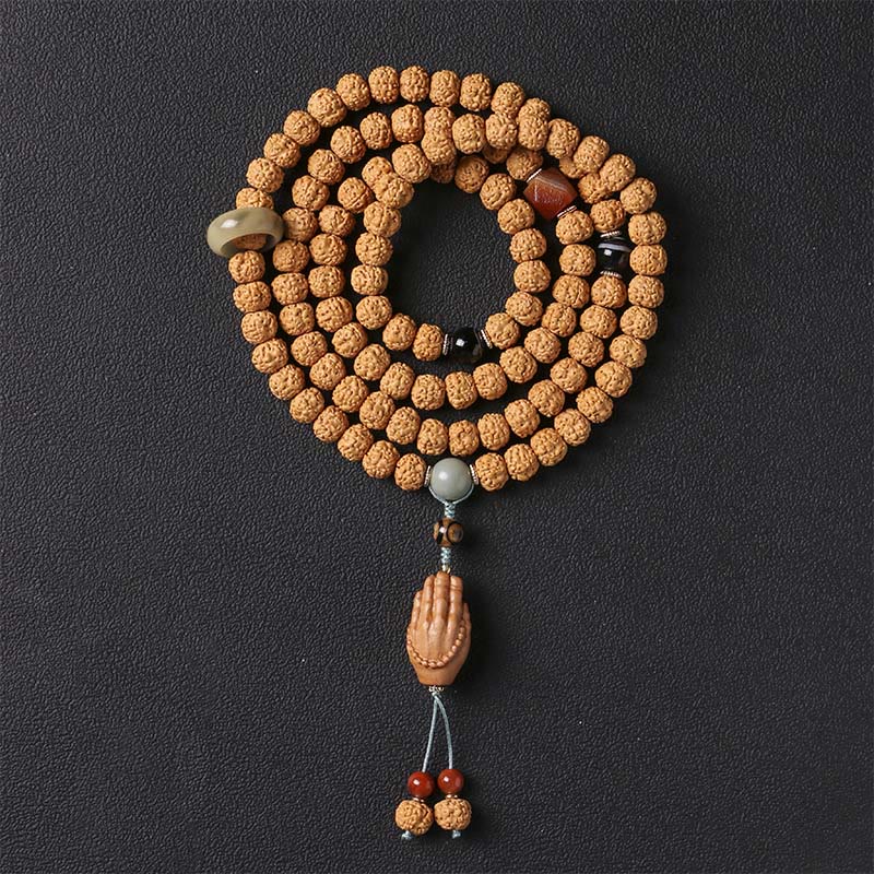 Bodhi Seed Three-eyed Dzi Bead mystic zen Hand Charm Wealth Bracelet