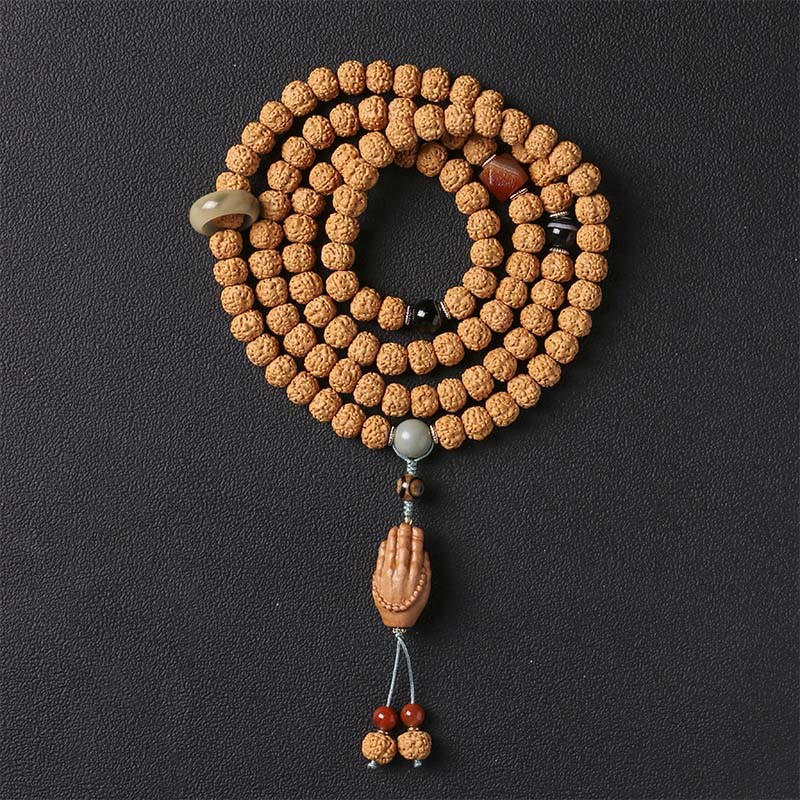 Bodhi Seed Three-eyed Dzi Bead mystic zen Hand Charm Wealth Bracelet