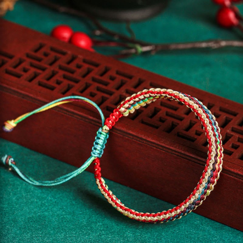 Tibet Handmade Rainbow Multicolored Protection Braided String Bracelet