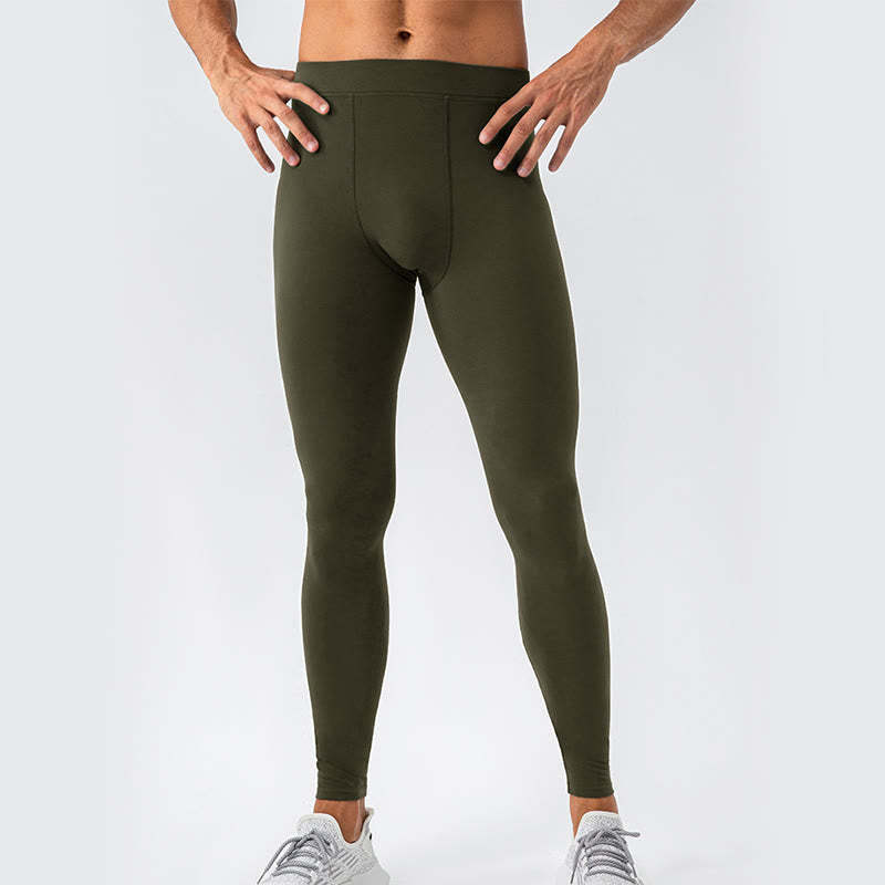 Plain High Waist Elastic Breathable Sports Men's Leggings Pants