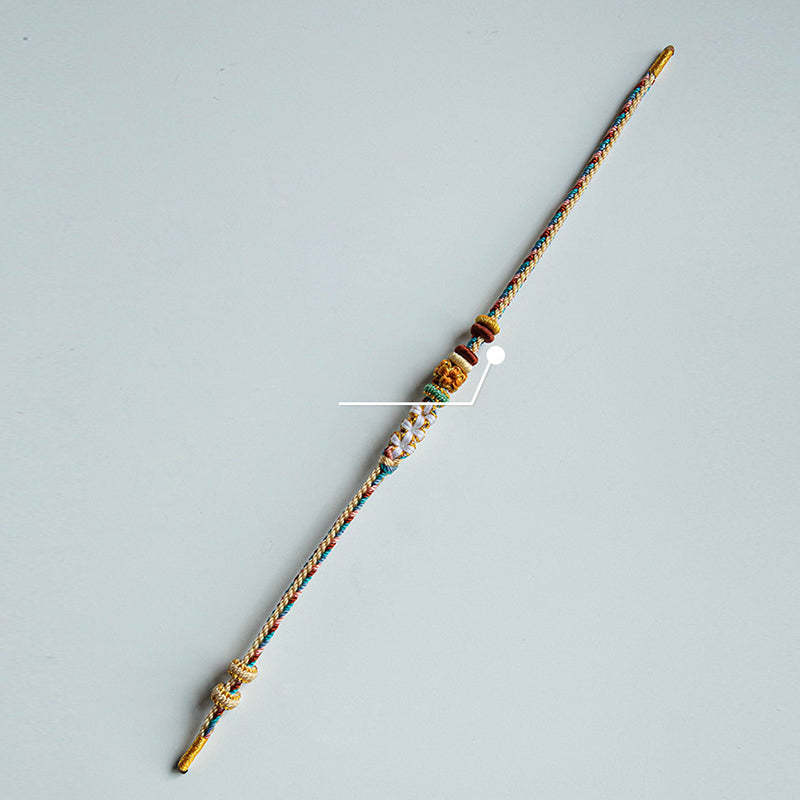 Handmade Dunhuang Color Peach Blossom Pattern Braid String Bracelet