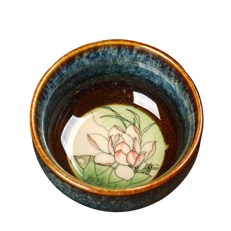 Lotus Dragon Phoenix Koi Fish Chinese Jianzhan Ceramic Teacup Kung Fu Tea Cup 110ml