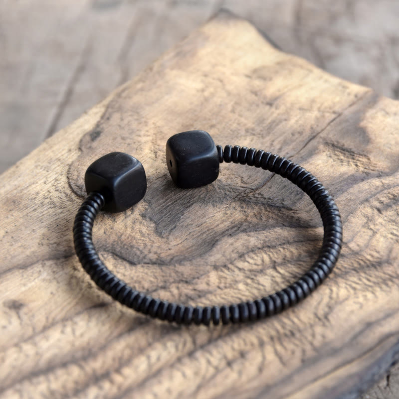 Ebony Wood Green Sandalwood Cube Balance Bracelet