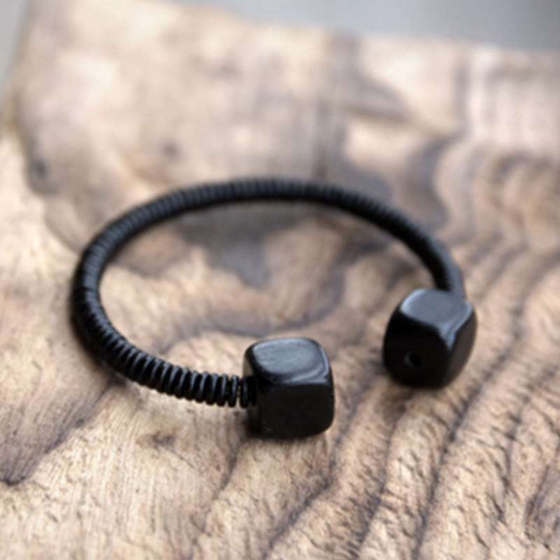 Ebony Wood Green Sandalwood Cube Balance Bracelet