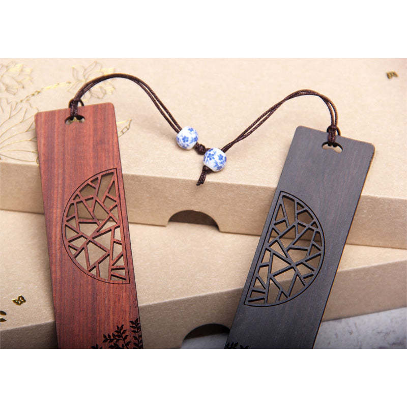 The Tree of Life Ebony Wood Small Leaf Red Sandalwood Bookmarks With Gift Box