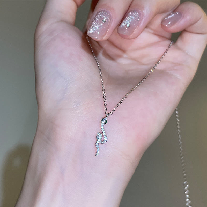925 Sterling Silver Year Of The Snake Green-eyed Snake Blessing Necklace Pendant