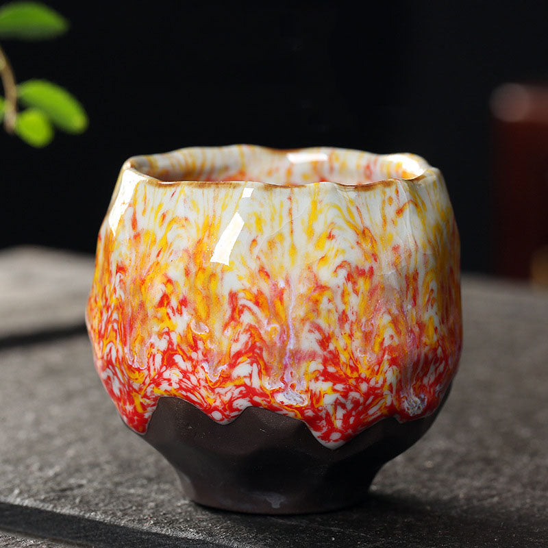 Orange Red Green Yellow Ceramic Teacup Kung Fu Tea Cup