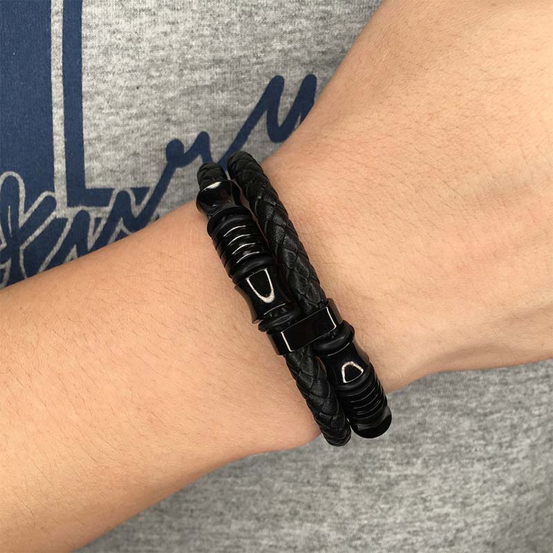 Layered Leather Weave Fortune Bracelet