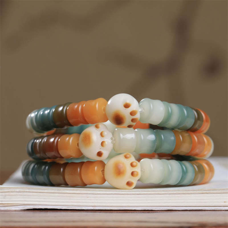 Colorful Bodhi Seed Cat Paw Wisdom Bracelet