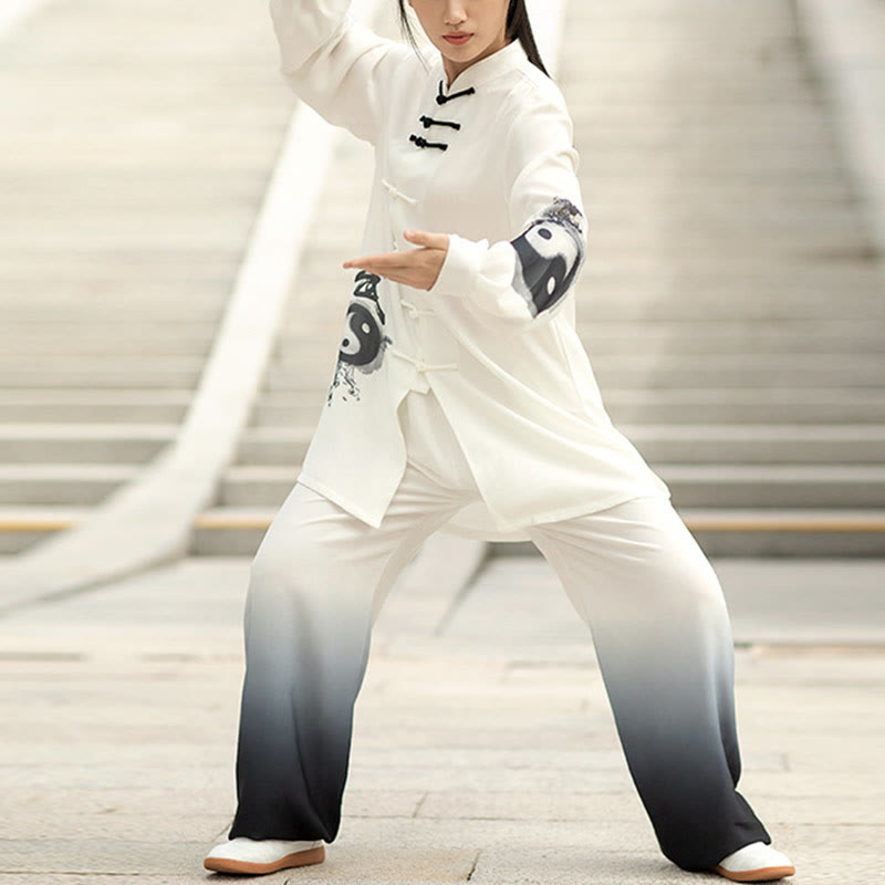 2Pcs Yin Yang Frog-Button Meditation Prayer Spiritual Zen Tai Chi Qigong Practice Unisex Clothing Set