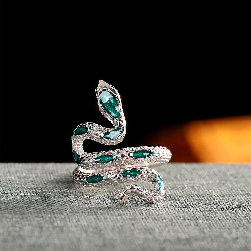 925 Sterling Silver Year Of The Snake Adjustable Blessing Ring
