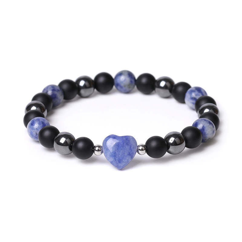 Black Onyx Tiger Eye Stone Crystal Love Heart Protection Bracelet