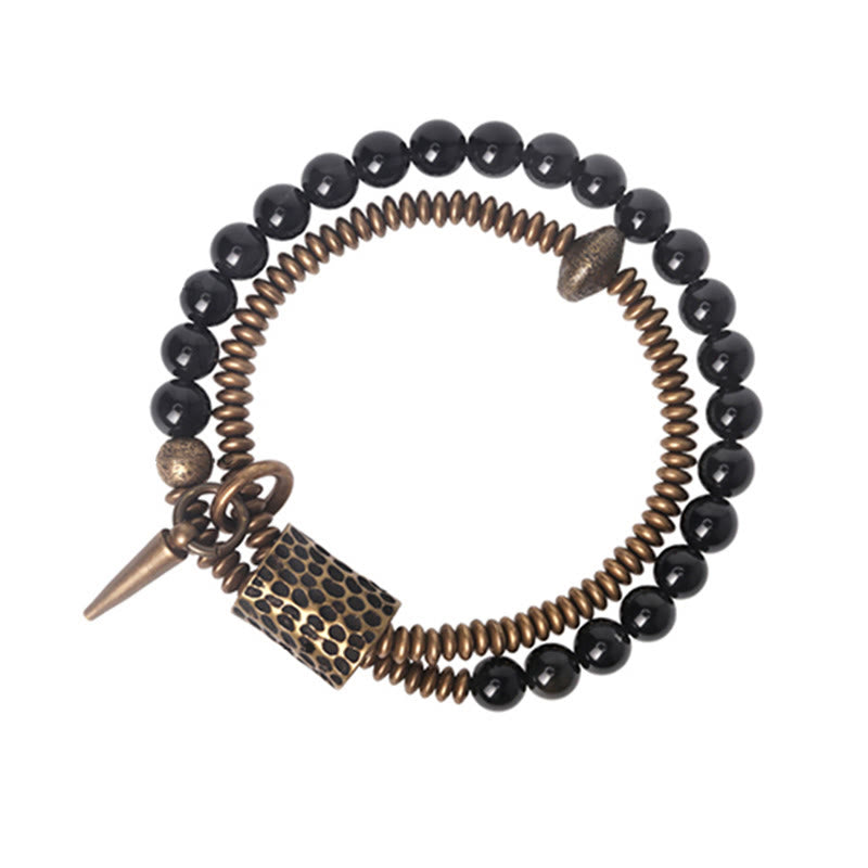 Rainbow Obsidian Copper Inner Peace Healing Double Layer Bracelet