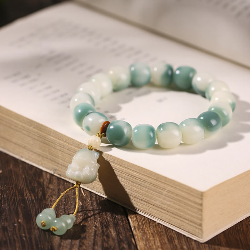 Gradient Bodhi Seed Nine-Tailed Fox Cat Paw Claw Pine Cone Peace Bracelet