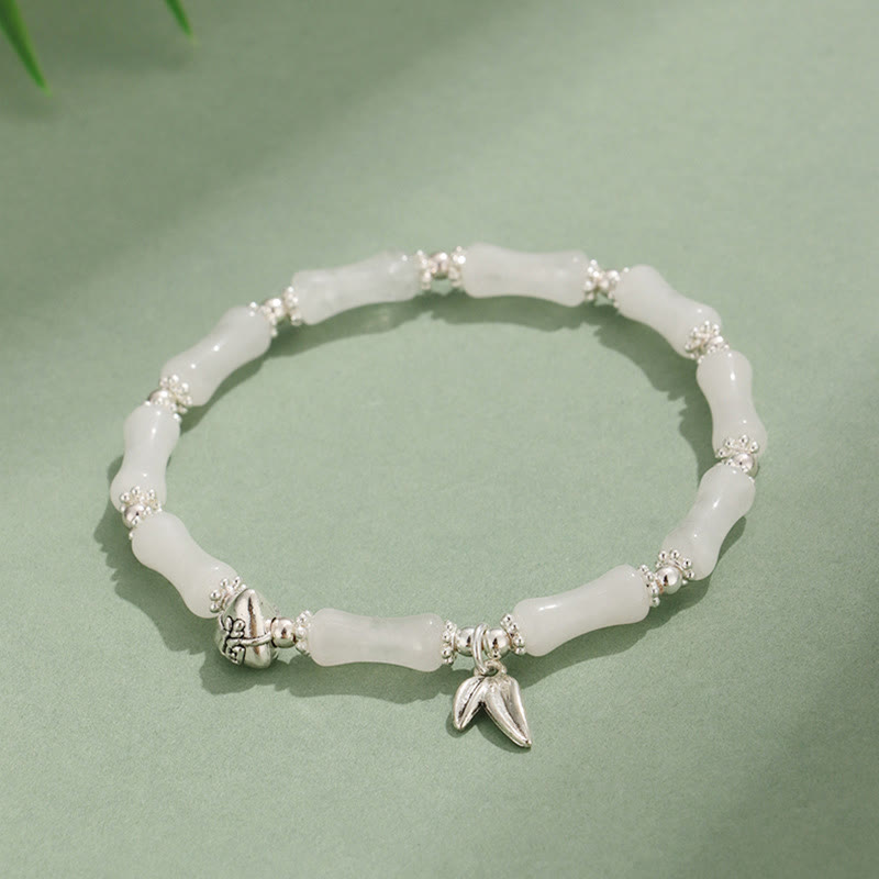 Peridot White Jade Strawberry Quartz Green Aventurine Bamboo Fu Character Luck Bracelet