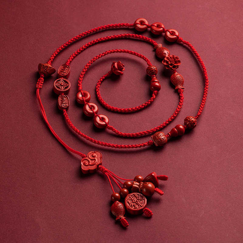 Natural Cinnabar Calm Blessing Red String Belly Chain