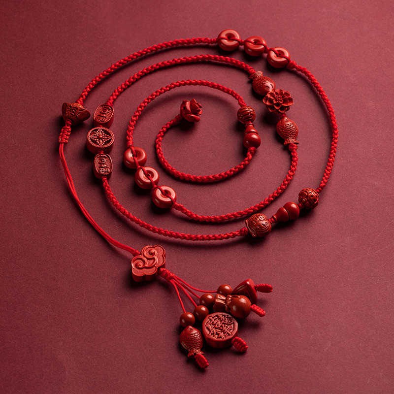 Natural Cinnabar Calm Blessing Red String Belly Chain