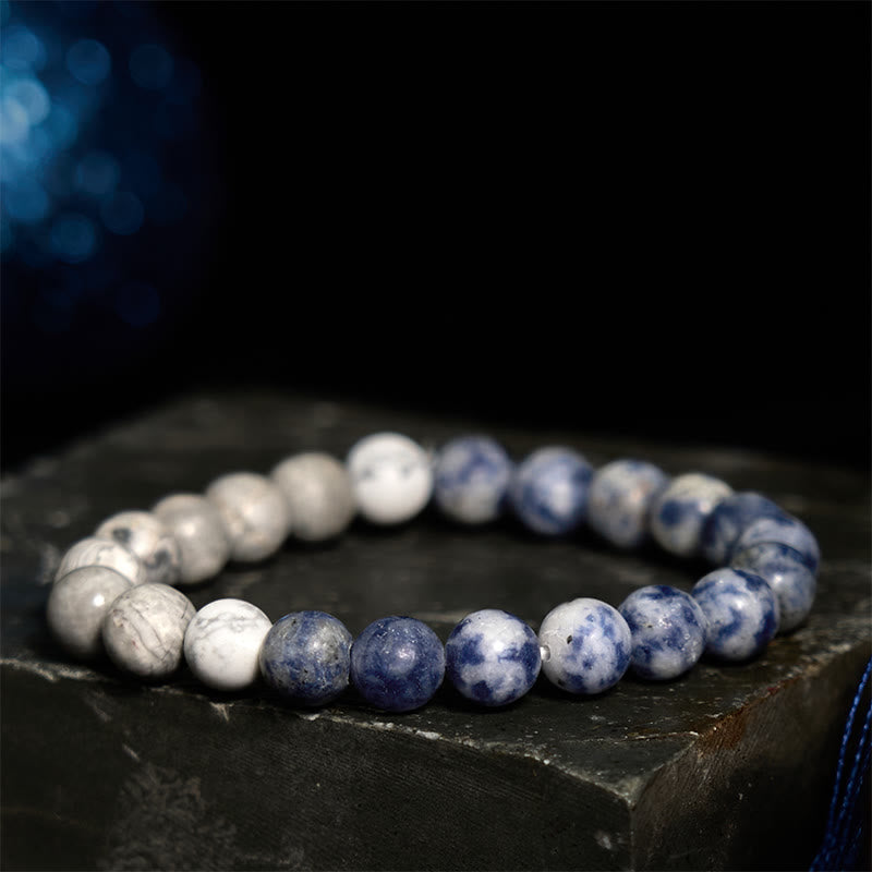 Sodalite Picasso Jasper White Turquoise Intuition Bracelet