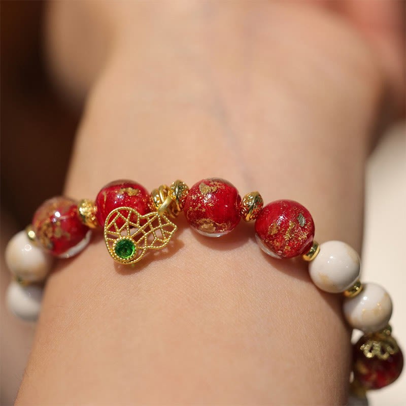 Gourd God Of Wealth Charm Fortune Liuli Glass Bead Incense Ash Porcelain Bead Bracelet