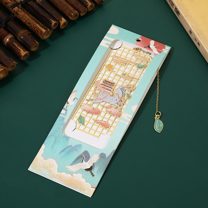 Elk Koi Fish Crane Nine-Tailed Fox Metal Brass Hollow Bookmark