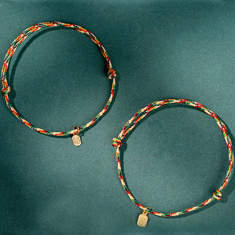 Auspicious Fu Character Peace And Joy Luck Handmade Multicolored Child Adult Bracelet