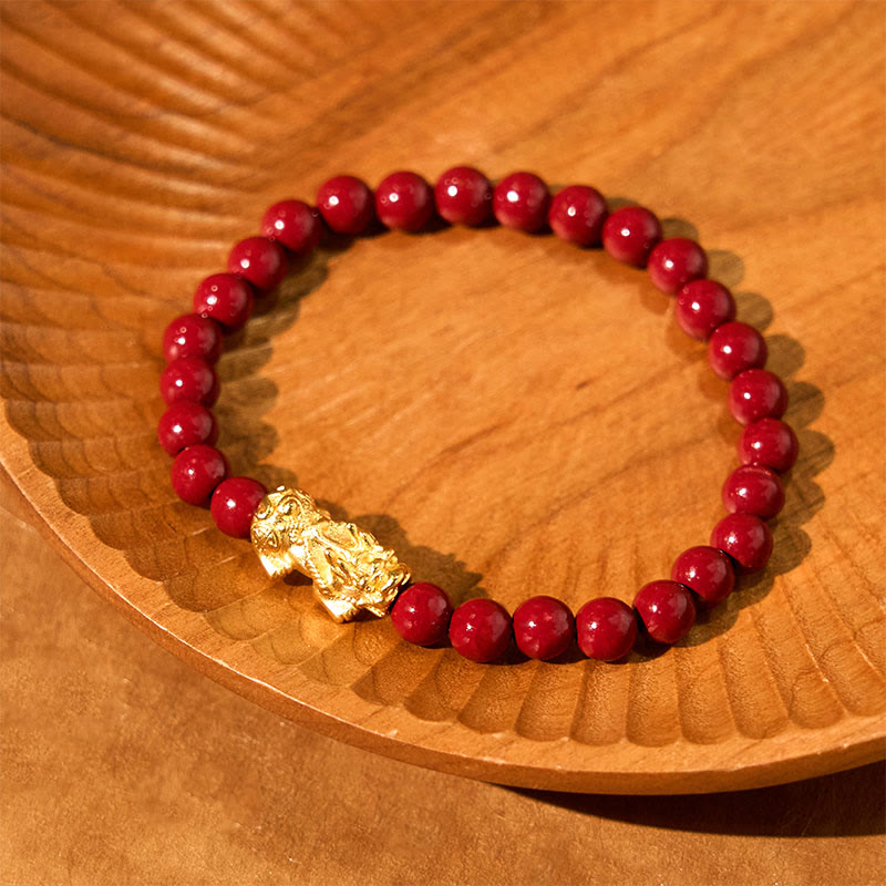 Natural Cinnabar Beads Pixiu Blessing Bracelet