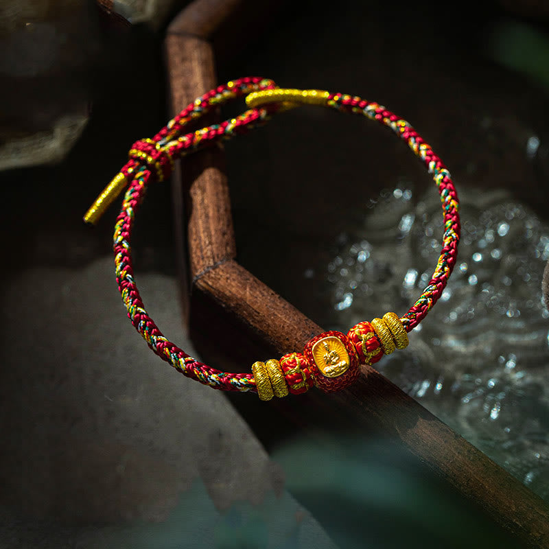 999 Gold Chinese Zodiac Natal mystic zen Year of the Snake Luck Handcrafted Rope Bracelet