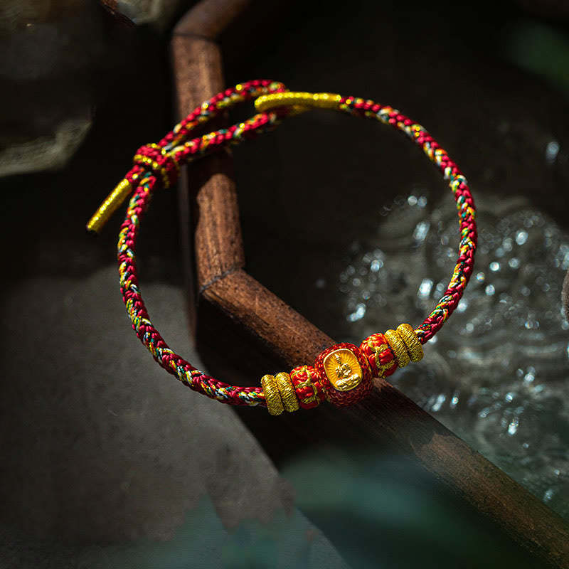 999 Gold Chinese Zodiac Natal mystic zen Year of the Snake Luck Handcrafted Rope Bracelet
