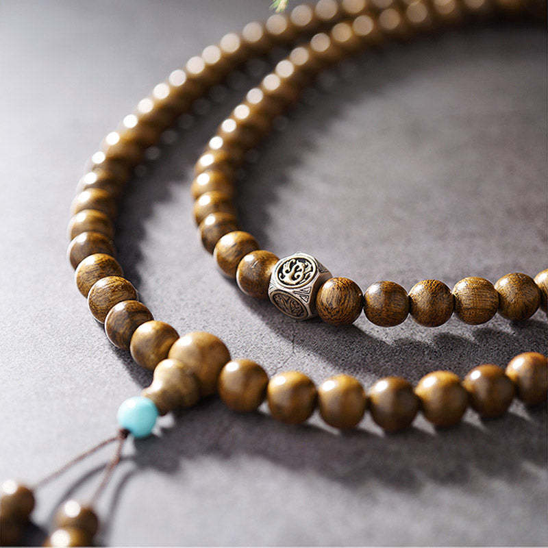 108 Mala Beads 999 Gold Brunei Agarwood Heart Sutra Amber Red Agate Strength Meditation Bracelet