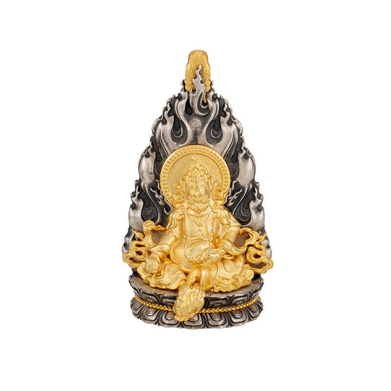 925 Sterling Silver Tibet Yellow Jambhala God of Wealth Blessing Necklace Pendant