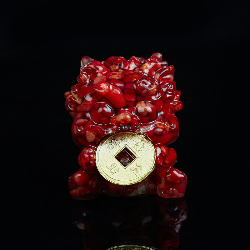 Handmade Cute PiXiu Gold Coin Crystal Fengshui Energy Wealth Fortune Home Decoration