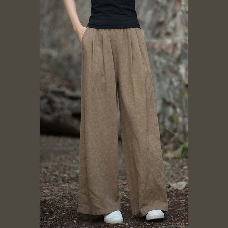 Retro Wide Leg Pants Casual Women's Yoga Pants With Pockets