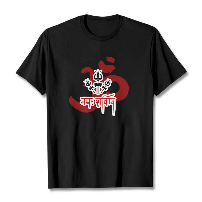 OM NAMAH SHIVAYA Three Small Tridents Cotton Tee T-shirt