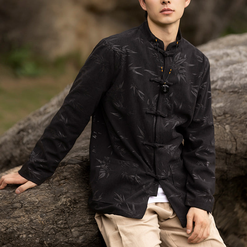 Bamboo Leaves Clothing Chinese Tang Suit Jacket Coat Men Clothing