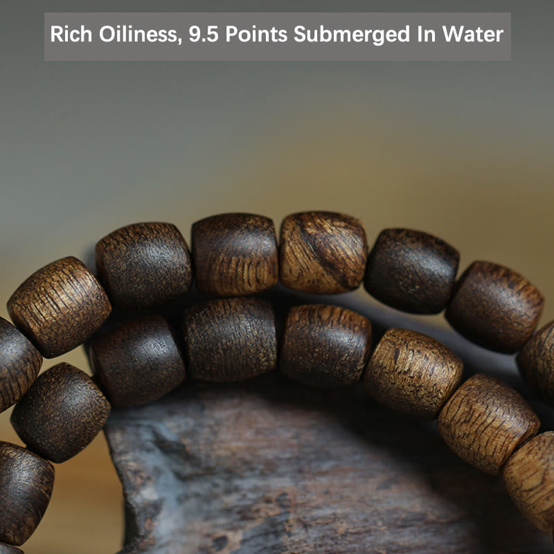 999 Gold Rare Tarakan Agarwood Tibetan Old Spirit Bone Balance Strength Double Wrap Bracelet