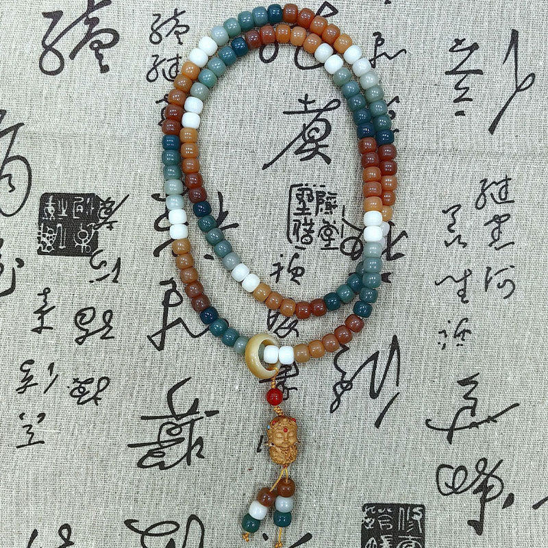 108 Mala Beads Gradient Bodhi Seed Green Tara mystic zen Engraved Peace Harmony Bracelet