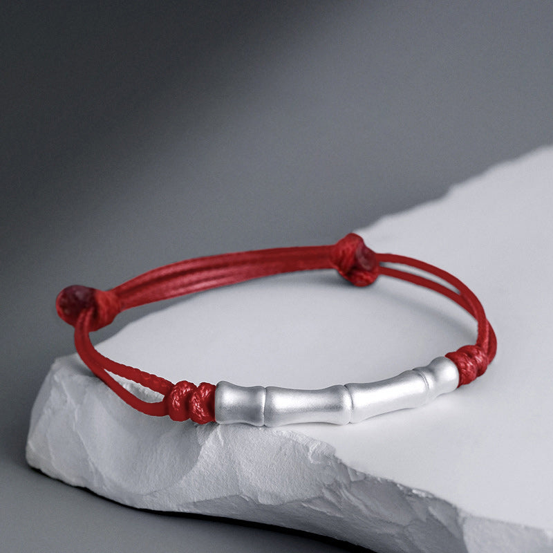999 Sterling Silver Bone Pattern Luck Rope Braided Bracelet